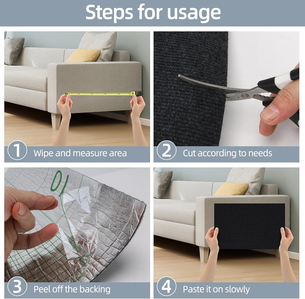 Cat Scratch Mat 120"X15.8", Cat Scratch Pad, Cat Couch Protector (Black)