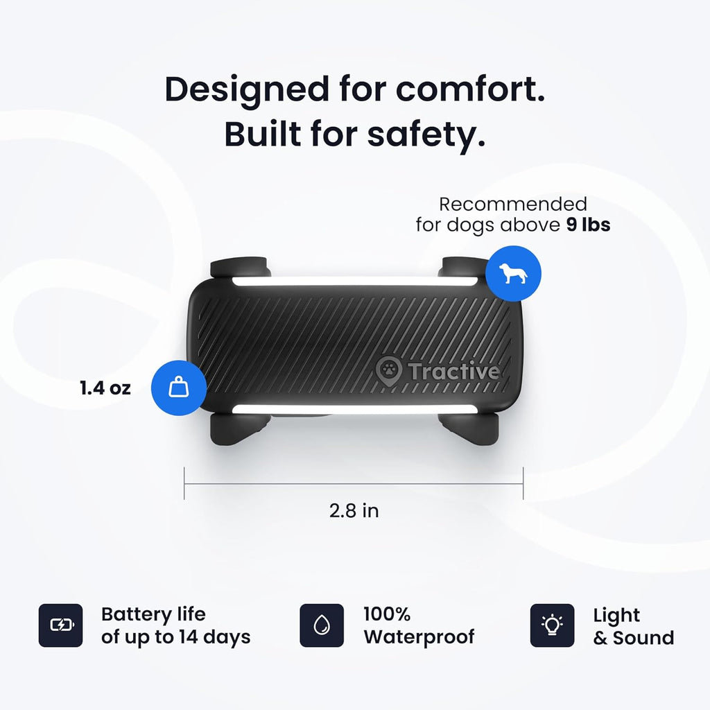 Smart Dog GPS Collar | Live Pet Tracker with Virtual Fence | Vital Signs Monitoring of Heart & Respiratory Rate | Bark Monitoring | LED Dog Collar (Blue, Large)