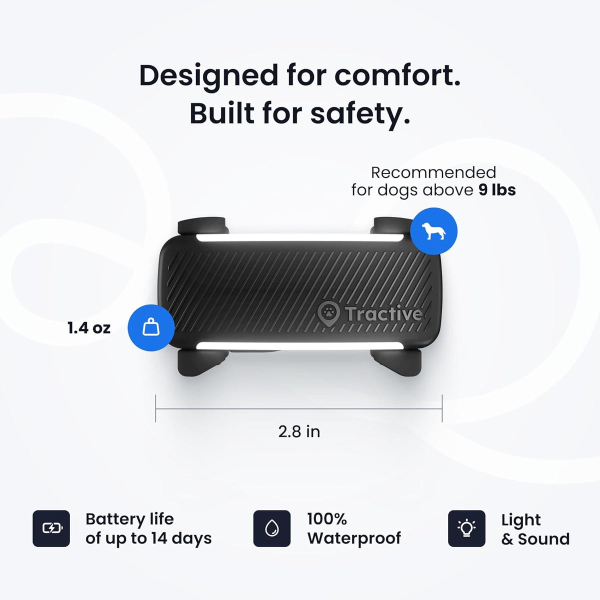 Smart Dog GPS Collar | Live Pet Tracker with Virtual Fence | Vital Signs Monitoring of Heart & Respiratory Rate | Bark Monitoring | LED Dog Collar (Blue, Large)