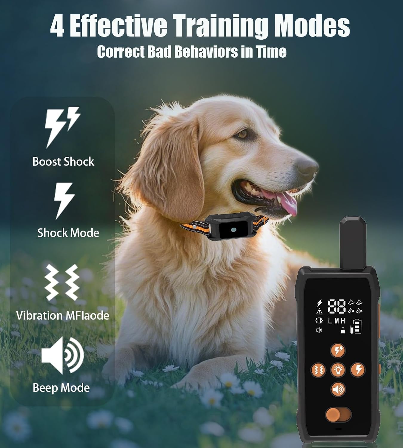 Dog Shock Collar - 4200FT Dog Training Collar with Remote Innovative IPX7 Waterproof with 4 Training Modes,Vibration and Shock,Rechargeable E-Collar for All Breeds