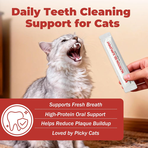 Cat Dental Care & Cat Teeth Cleaning Gel Treat for Cats – Dental Care for Cats, Cat Oral Care to Freshen Cat Breath, Help Reduce Plaque Buildup, Cats Bad Breath Support with Papain, MCC