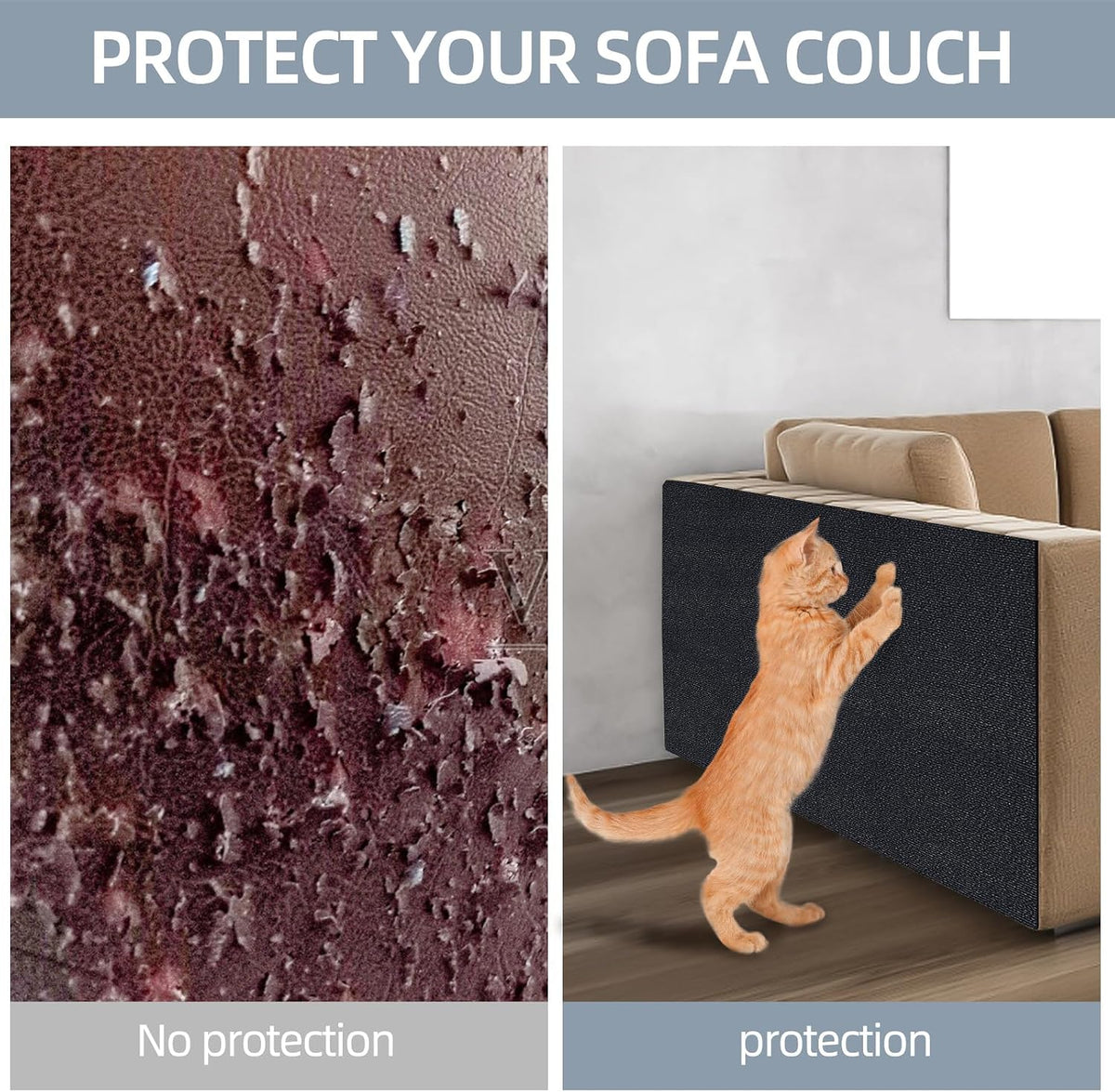 Cat Scratch Mat 120"X15.8", Cat Scratch Pad, Cat Couch Protector (Black)